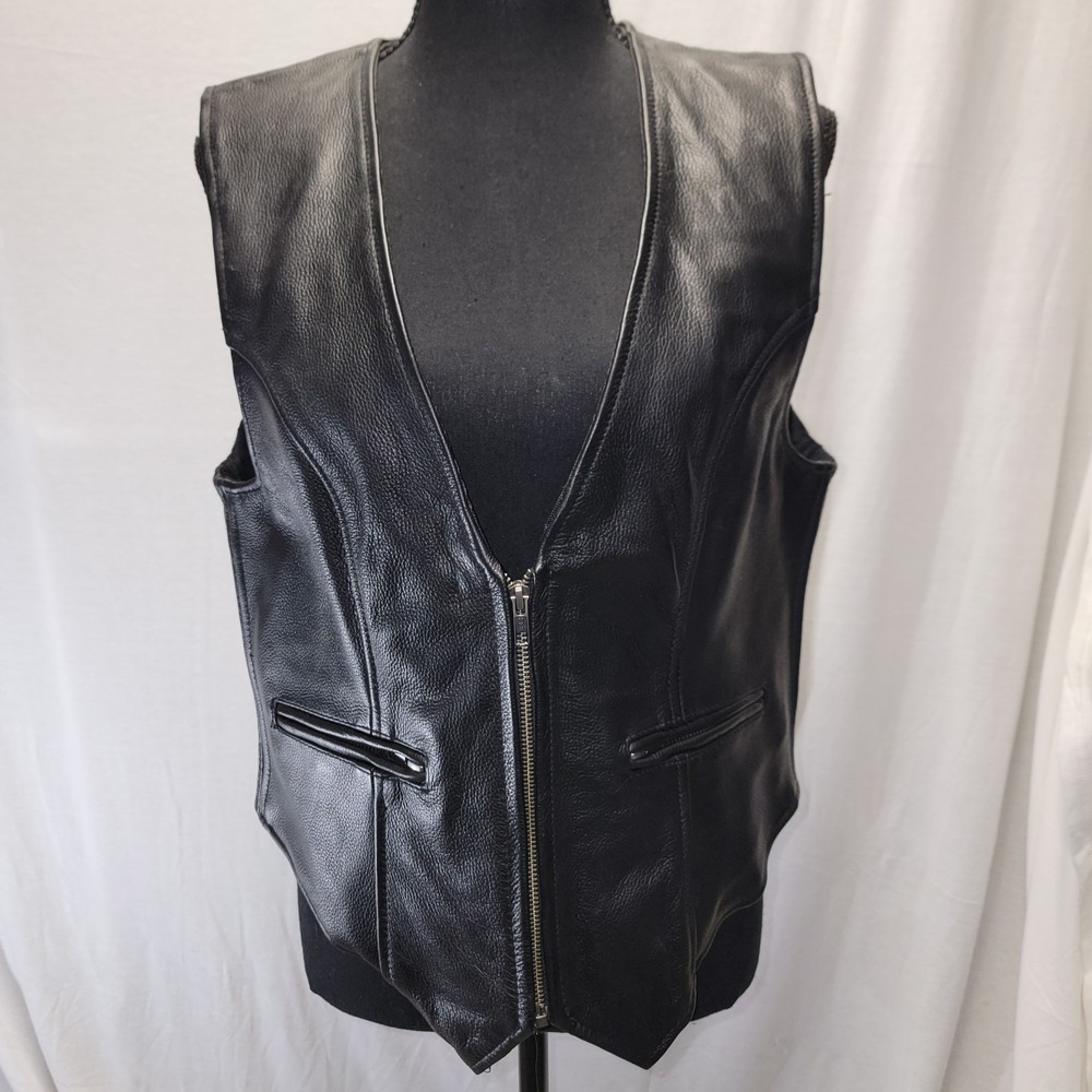 Z1R Women's Black Leather Motorcycle Vest Size XL (44)  Biker  Conceal And Carry